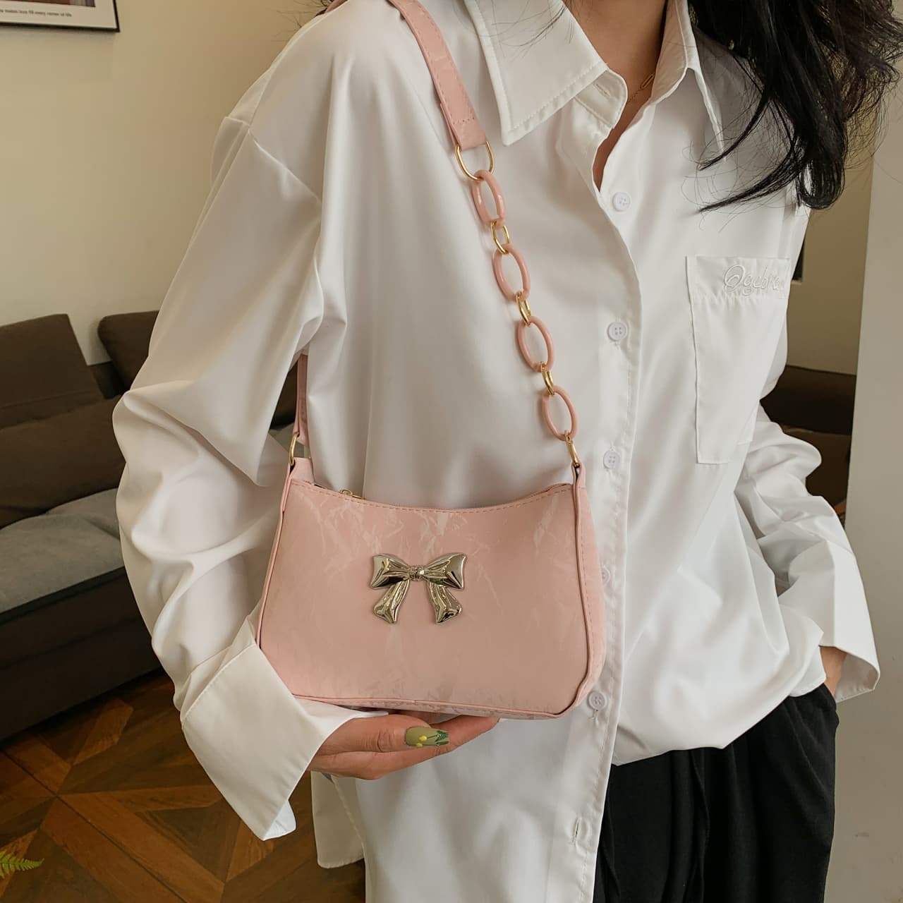 Bow PU Leather Shoulder Bag