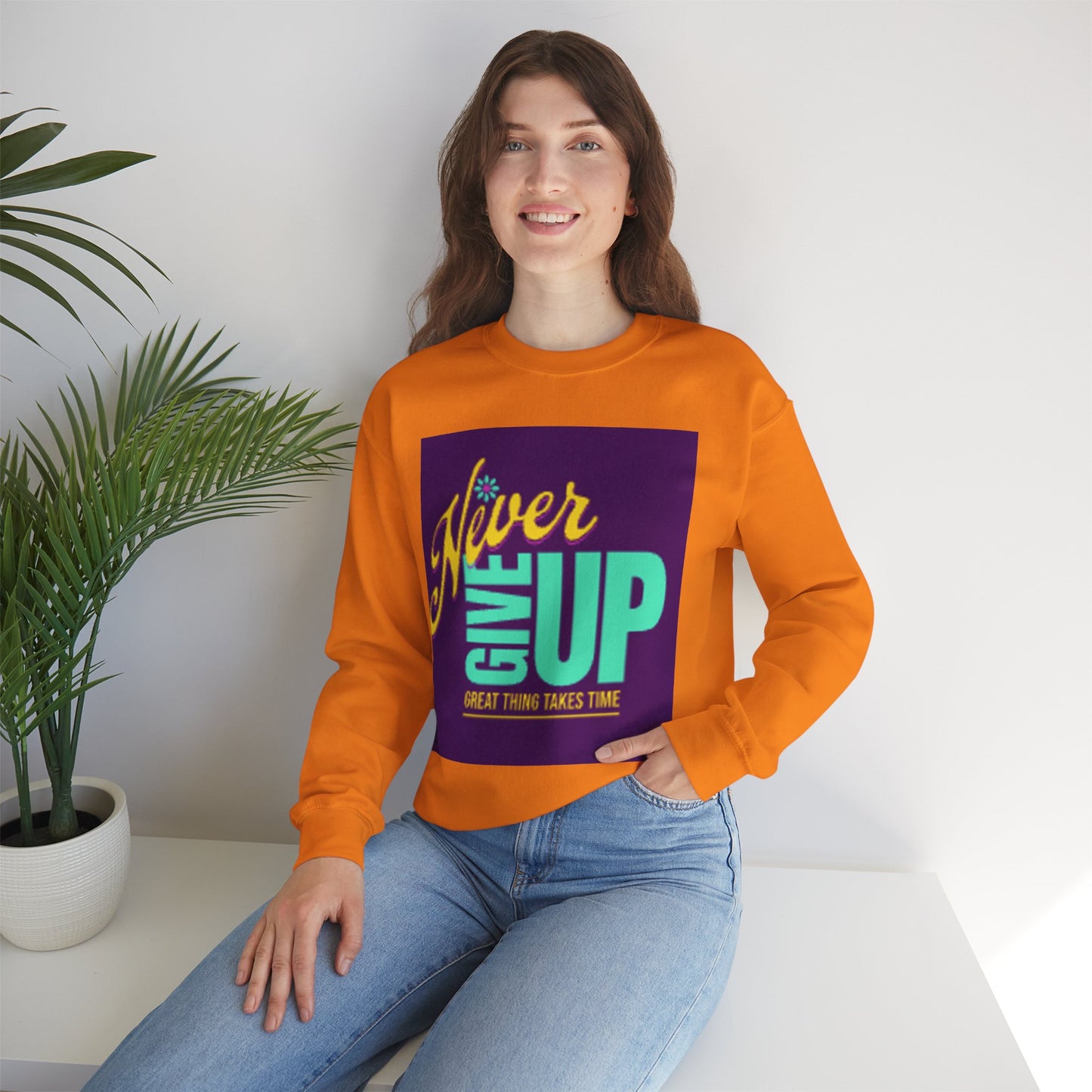 NEVER GIVE UP-Unisex Heavy Blend™ Crewneck Sweatshirt