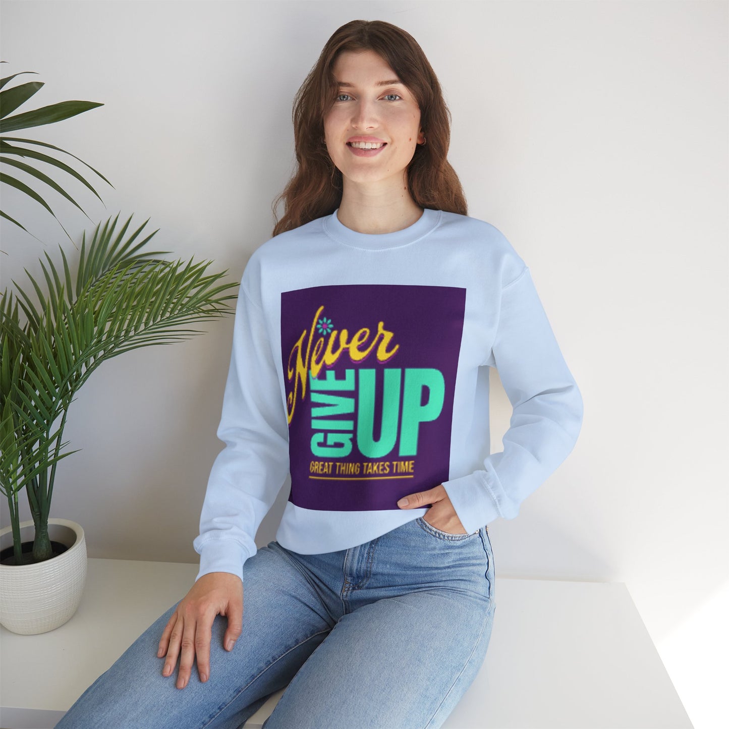 NEVER GIVE UP-Unisex Heavy Blend™ Crewneck Sweatshirt