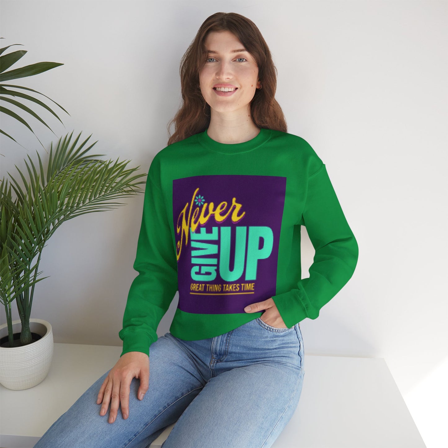 NEVER GIVE UP-Unisex Heavy Blend™ Crewneck Sweatshirt