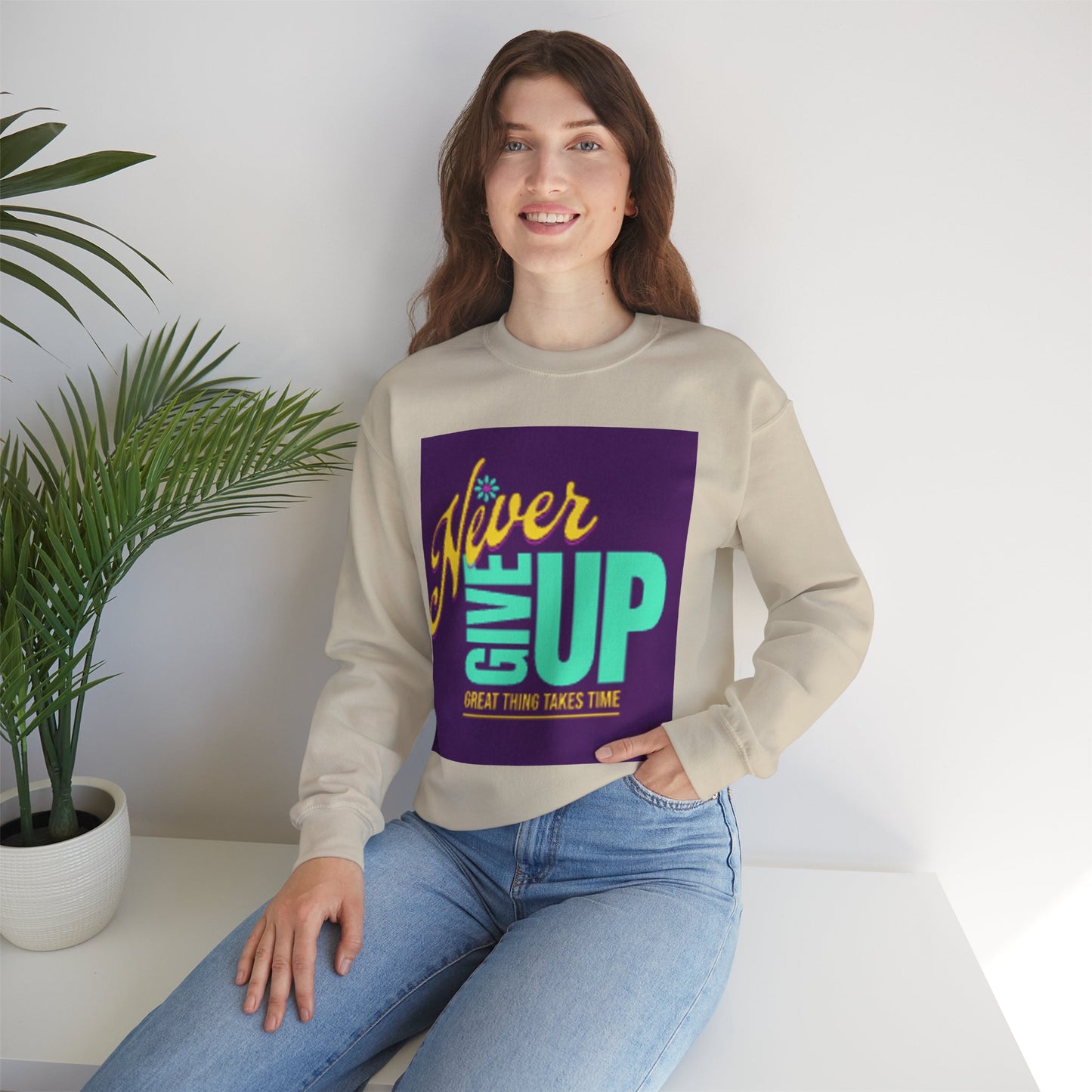 NEVER GIVE UP-Unisex Heavy Blend™ Crewneck Sweatshirt