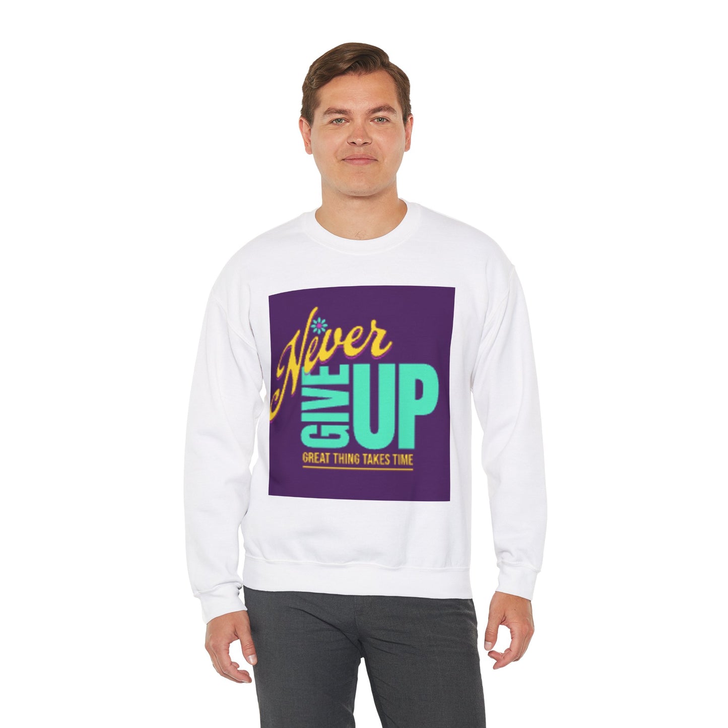 NEVER GIVE UP-Unisex Heavy Blend™ Crewneck Sweatshirt