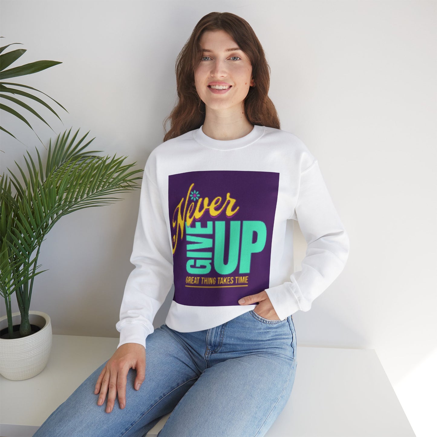 NEVER GIVE UP-Unisex Heavy Blend™ Crewneck Sweatshirt