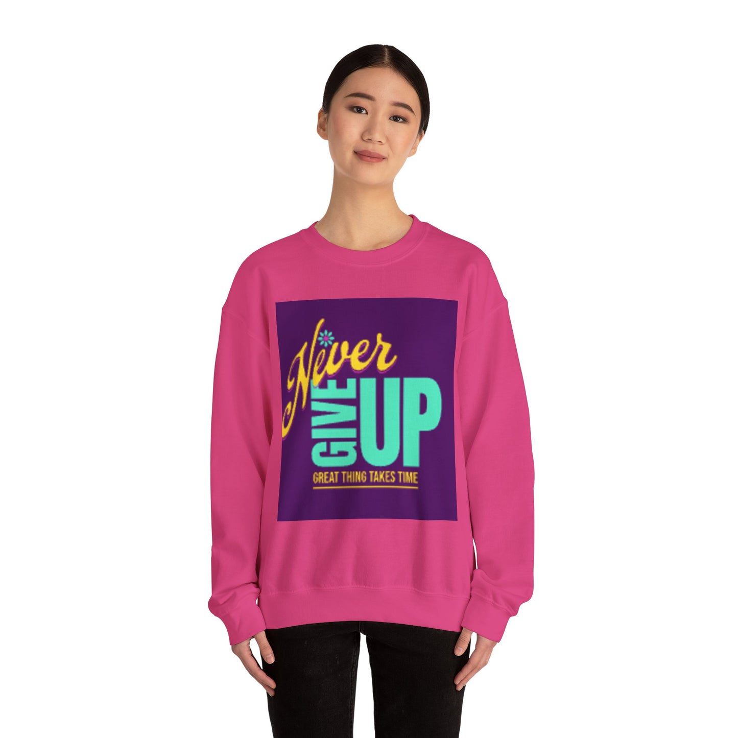 NEVER GIVE UP-Unisex Heavy Blend™ Crewneck Sweatshirt