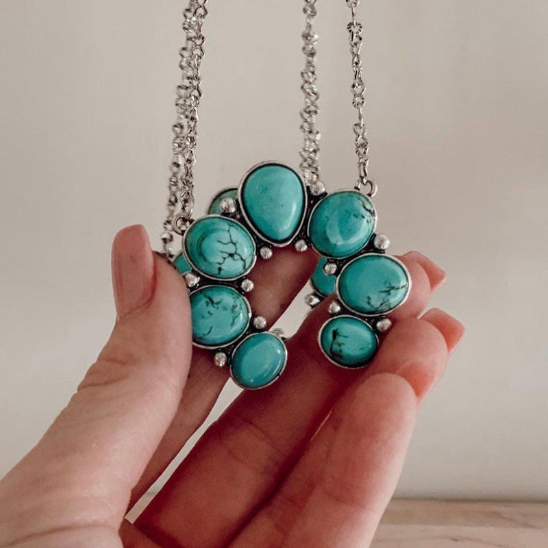 Artificial Turquoise Alloy Pendant Necklace