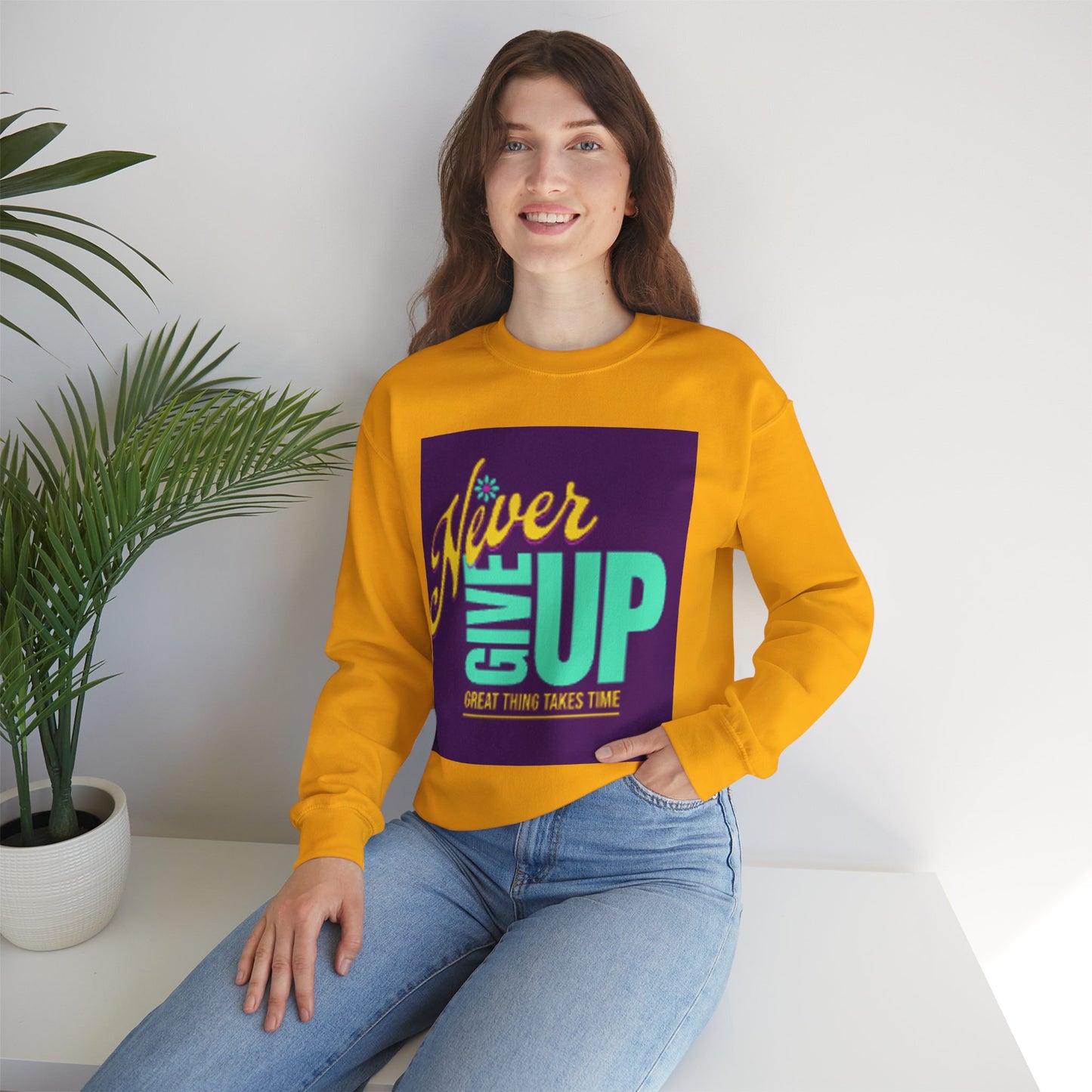 NEVER GIVE UP-Unisex Heavy Blend™ Crewneck Sweatshirt