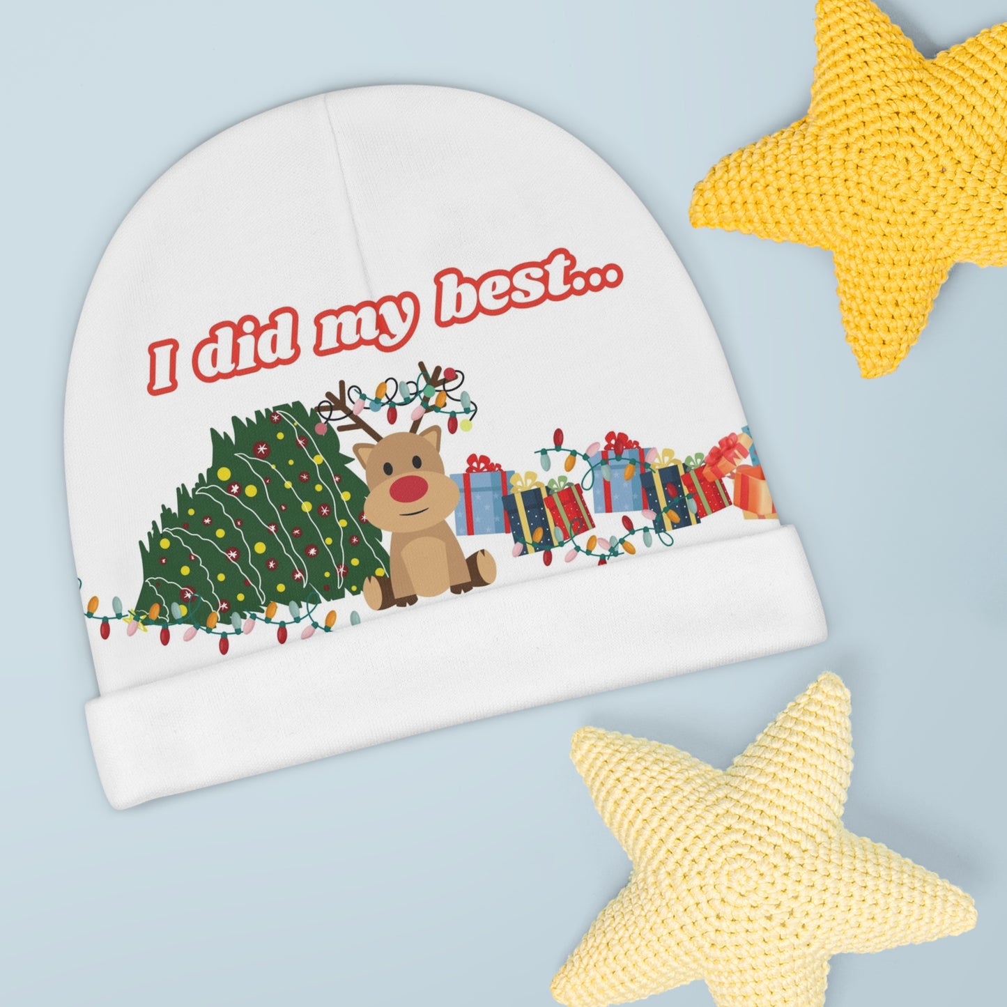 Baby Beanie - "I Did My Best" Christmas Theme for Infants